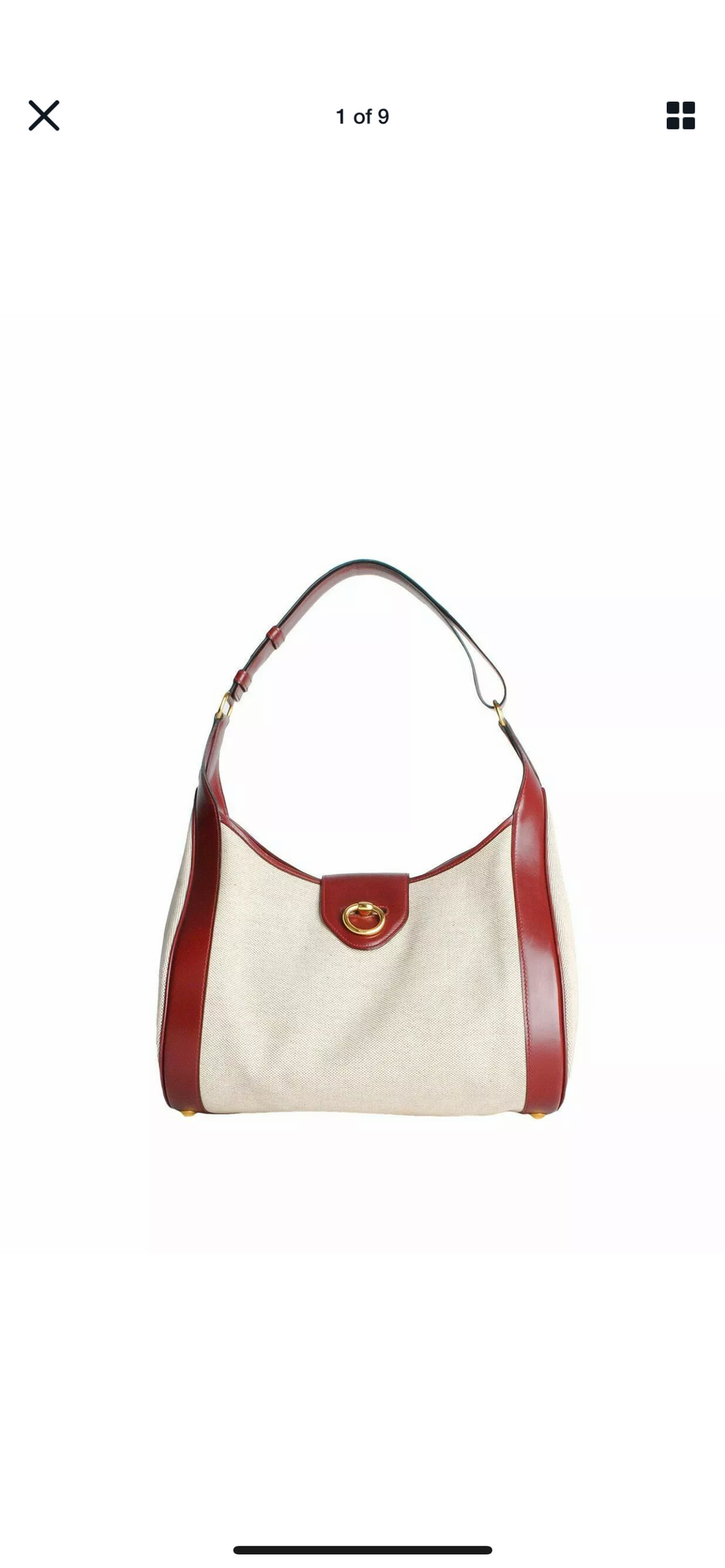 Hermes Vintage Maroon Leather & Toile Handbag