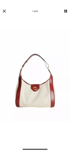 Hermes Vintage Maroon Leather & Toile Handbag