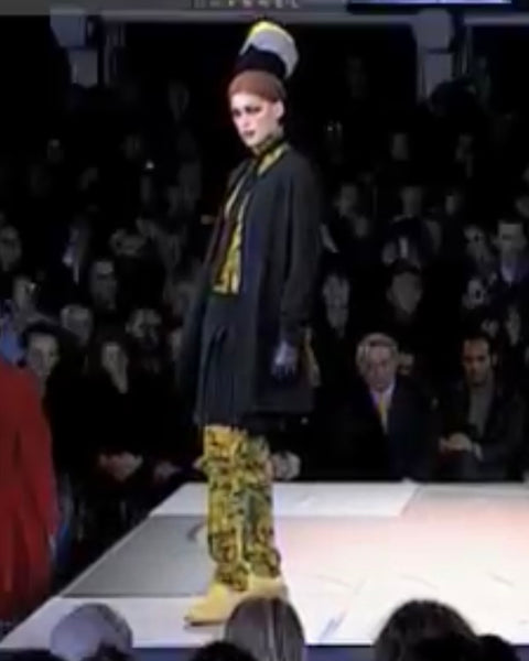 Jean Paul Gaultier Vintage 1997 Gaultier Jeans Mustard Yellow Graphic Brick Print Long Sleeve Shirt