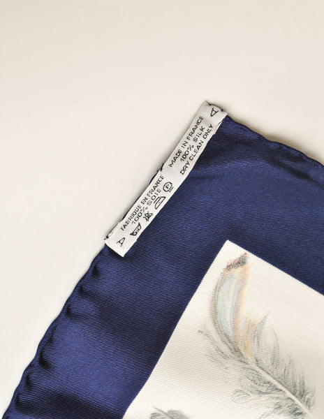 Hermès Vintage Plumes par Henri de Linarès Feather Print Silk Carre Scarf