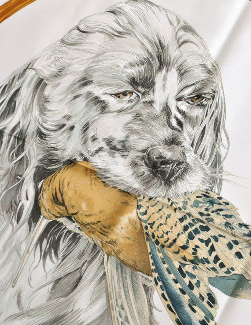 Hermès Vintage Chiens Au Rapport by Carl De Parcevaux Silk Carre