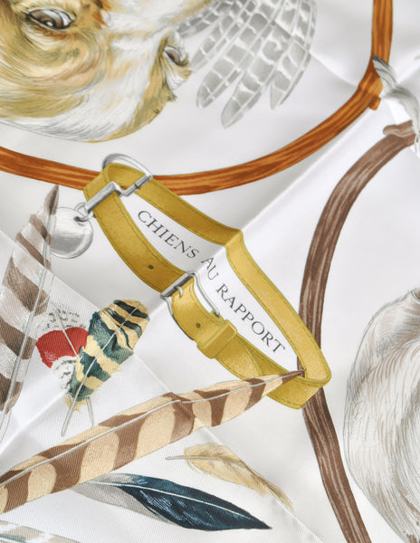 Hermès Vintage Chiens Au Rapport by Carl De Parcevaux Silk Carre Scarf