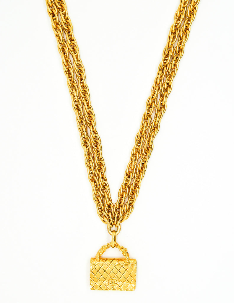 Chanel Vintage Gold Quilted Handbag Necklace – Amarcord Vintage Fashion